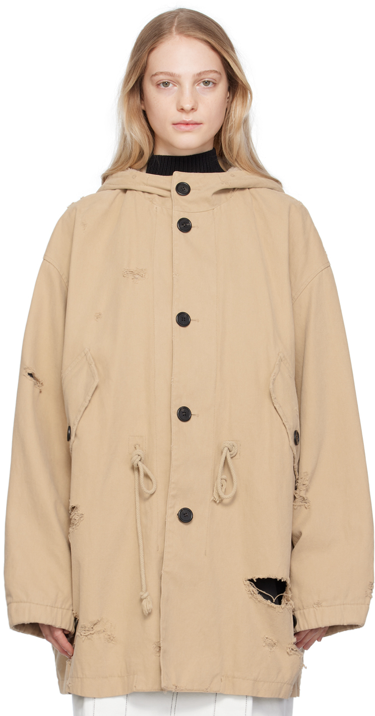 Beige Distressed Coat