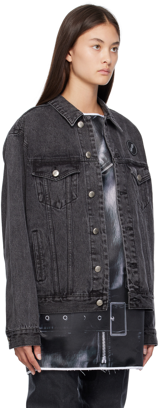 WE11 DONE BLACK FADED DENIM JACKET