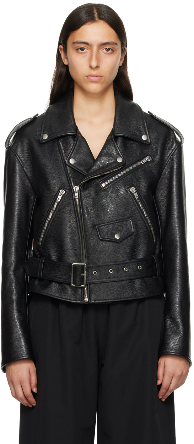 We11done Black Printed Leather Jacket