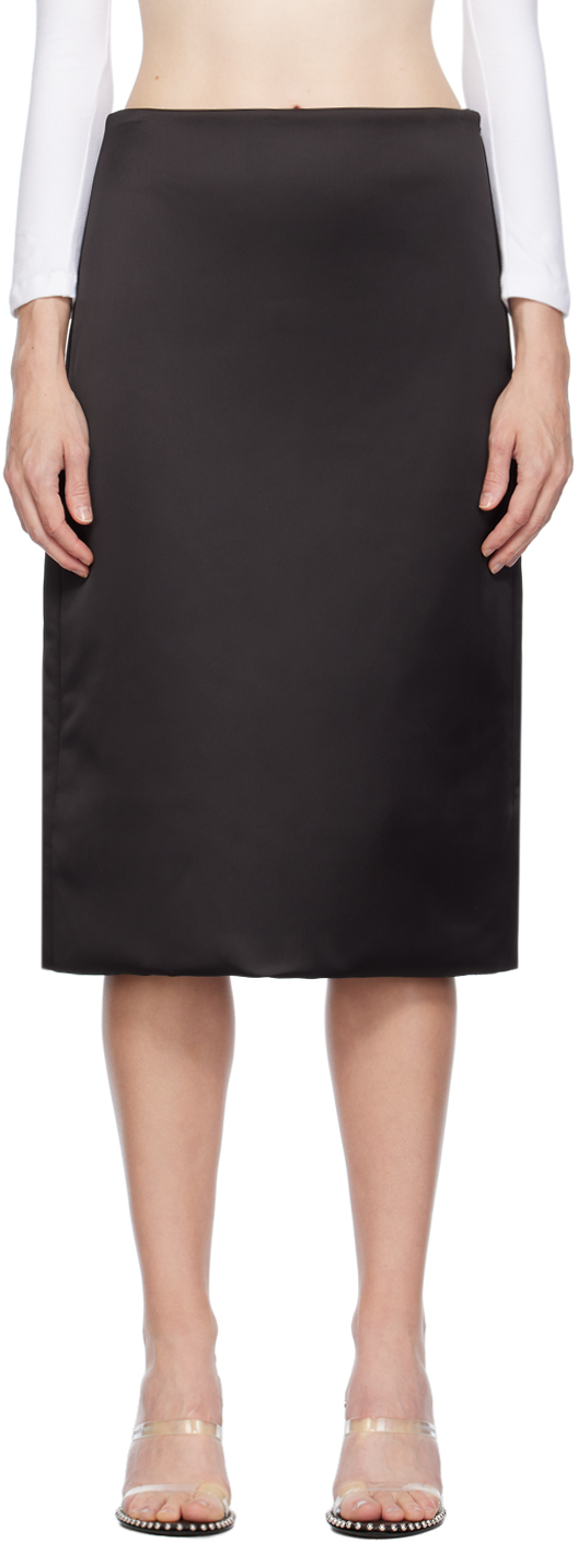 Black Padded Midi Skirt