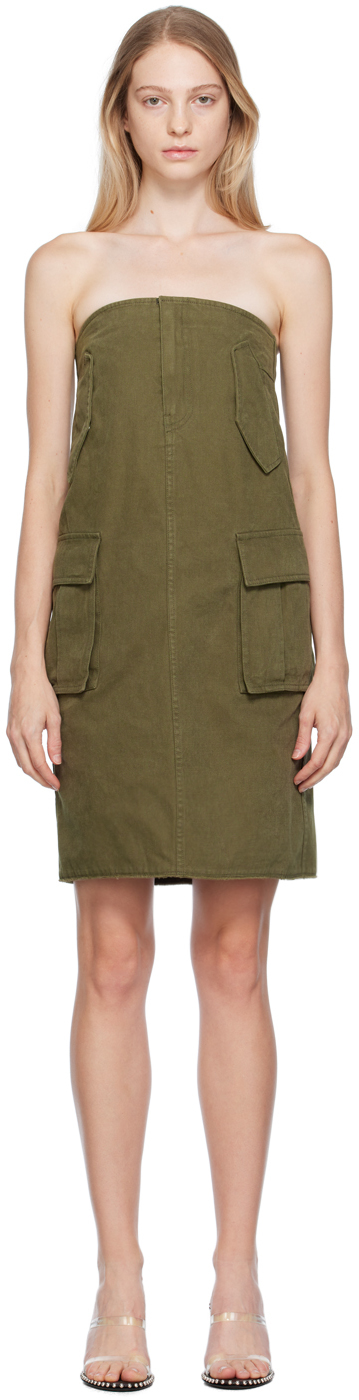 Khaki denim clearance midi skirt