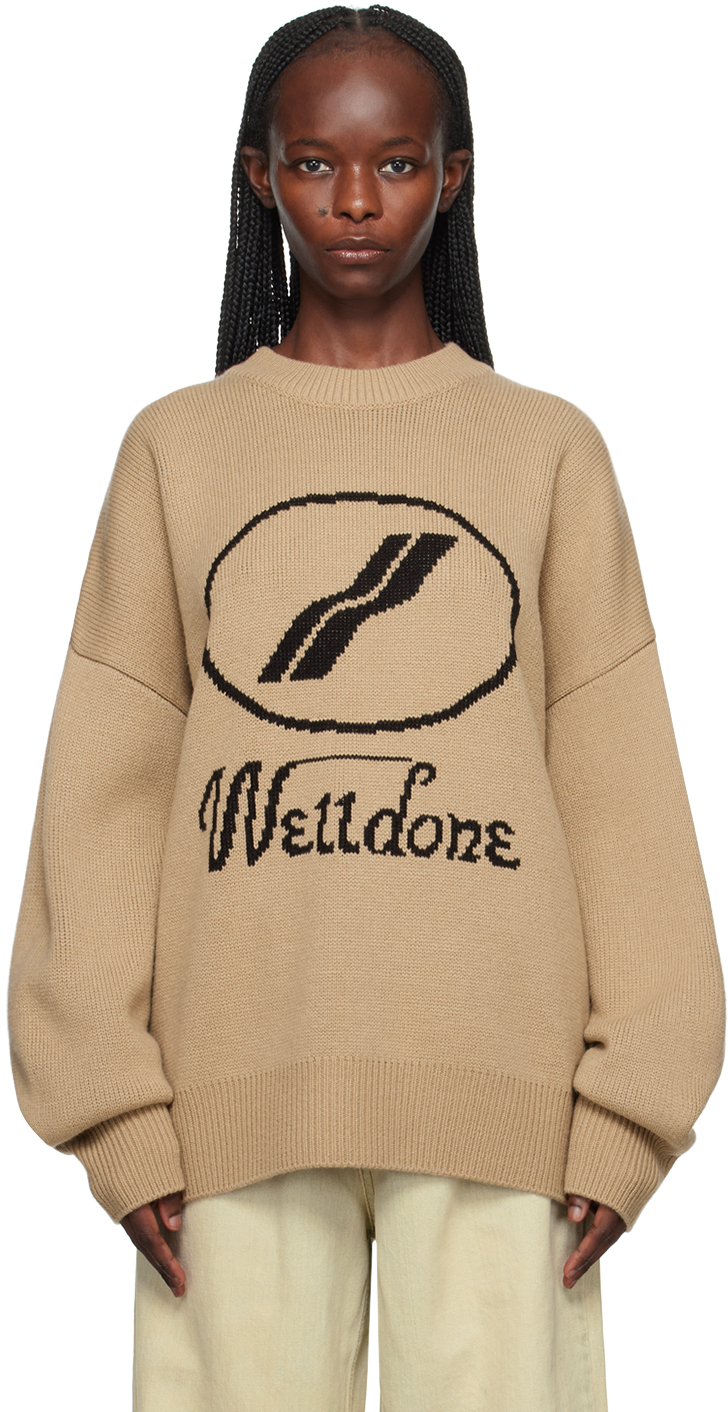 We11done Beige Jacquard Sweater