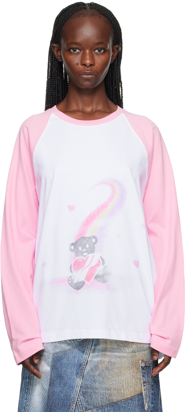 We11done: Pink Raglan Long Sleeve T-Shirt | SSENSE Canada
