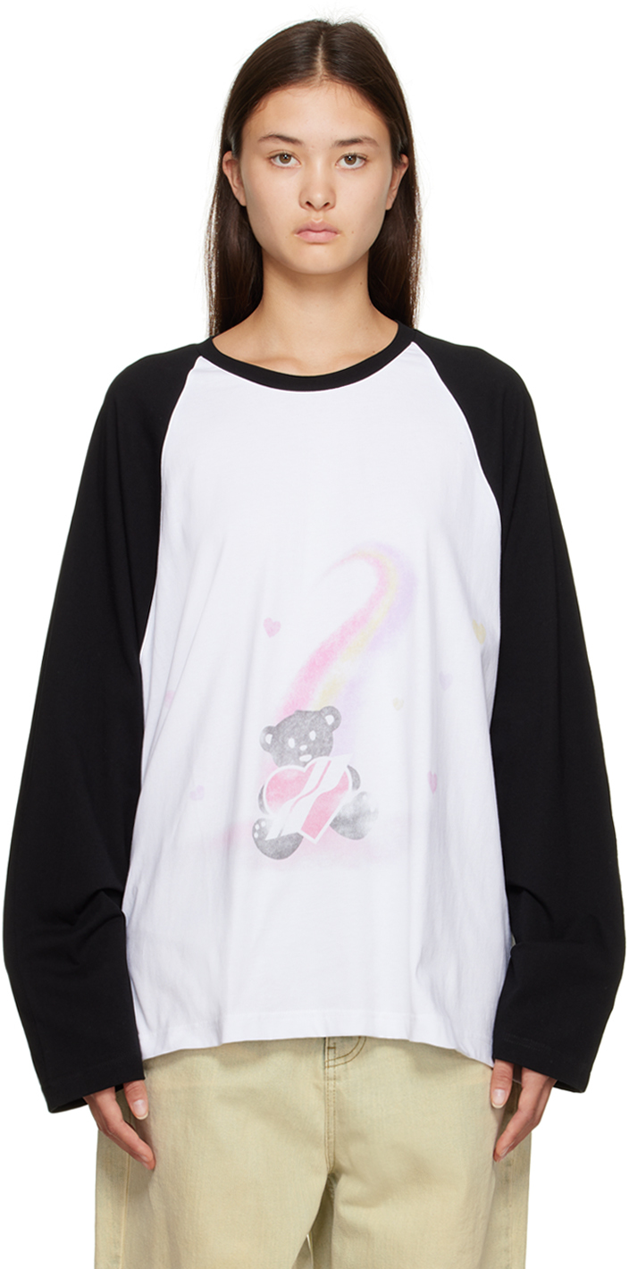 We11done: Black & White Teddy Bear Long Sleeve T-Shirt | SSENSE
