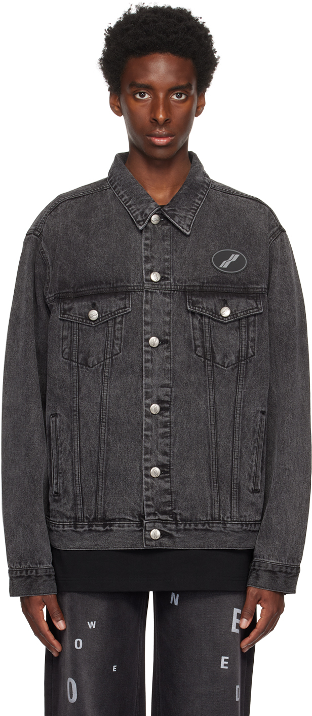 We11 Done We11done Logo Patch Faded Denim Jacket In Washed Black | ModeSens