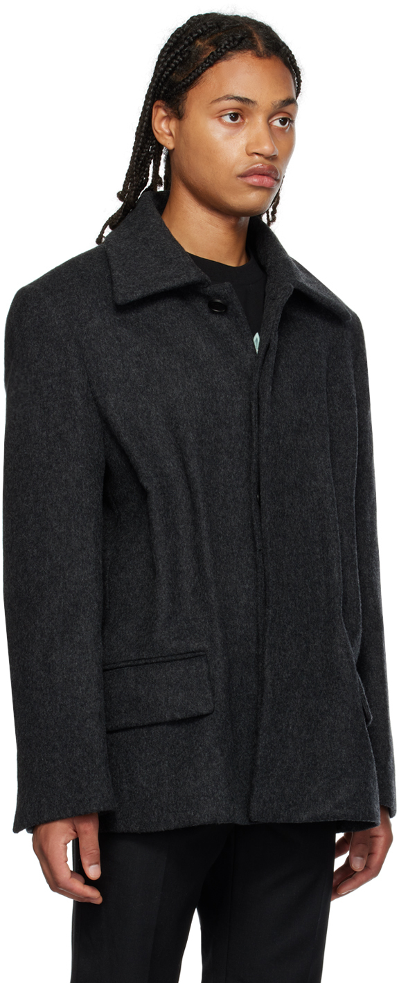 We11 Done Gray Tucked Jacket In Charcoal