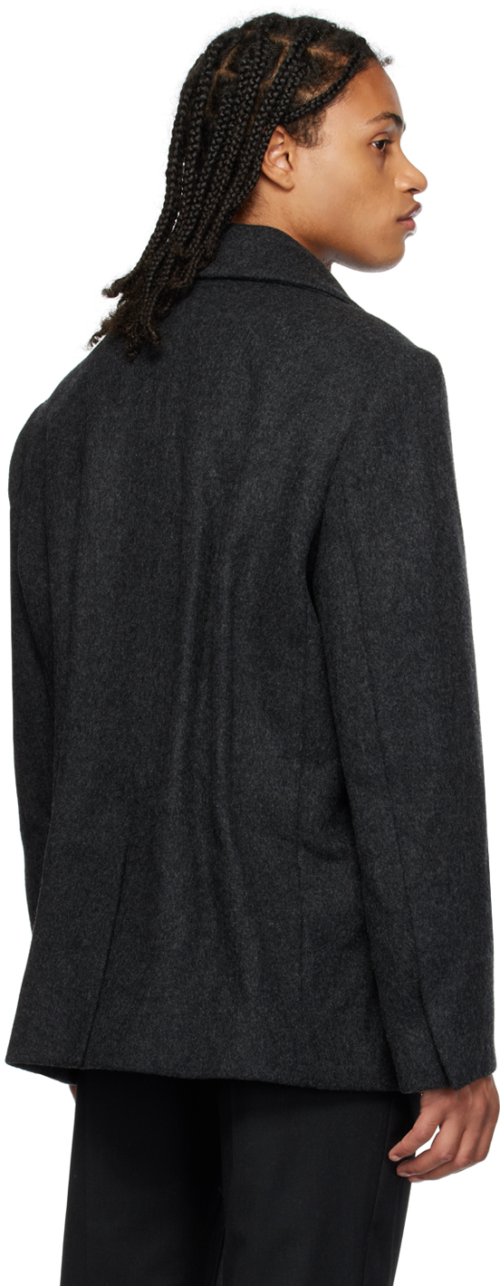 We11 Done Gray Tucked Jacket In Charcoal