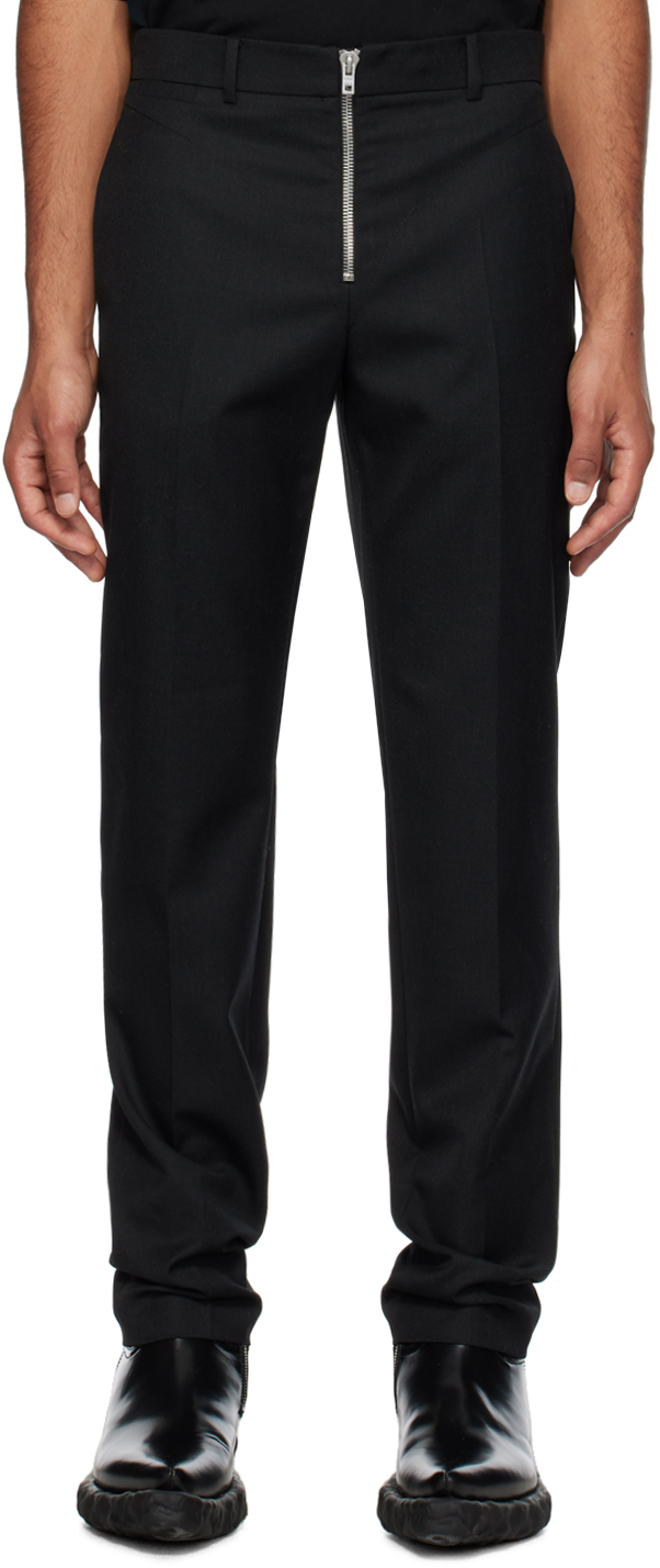 We11done: Black Zip Trousers | SSENSE Canada