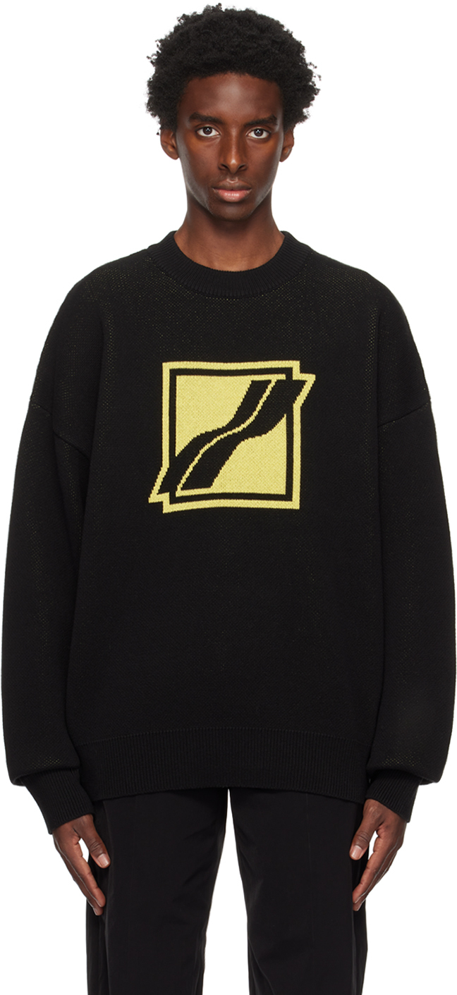 We11done: Black Crewneck Sweater | SSENSE