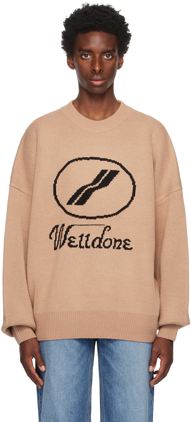 Beige Crewneck Sweater by We11done on Sale