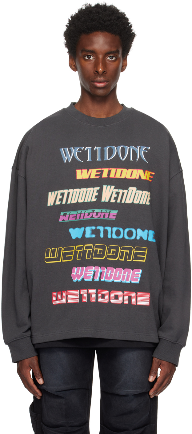 Shop We11 Done Gray Graphic Sweatshirt In Charcoal