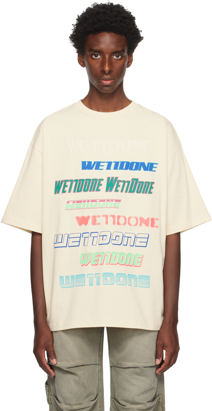 We11 Done Off-white Graphic T-shirt In Ivory