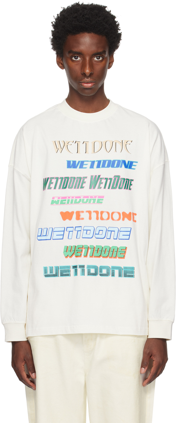 We11 Done White Graphic Long Sleeve T-shirt