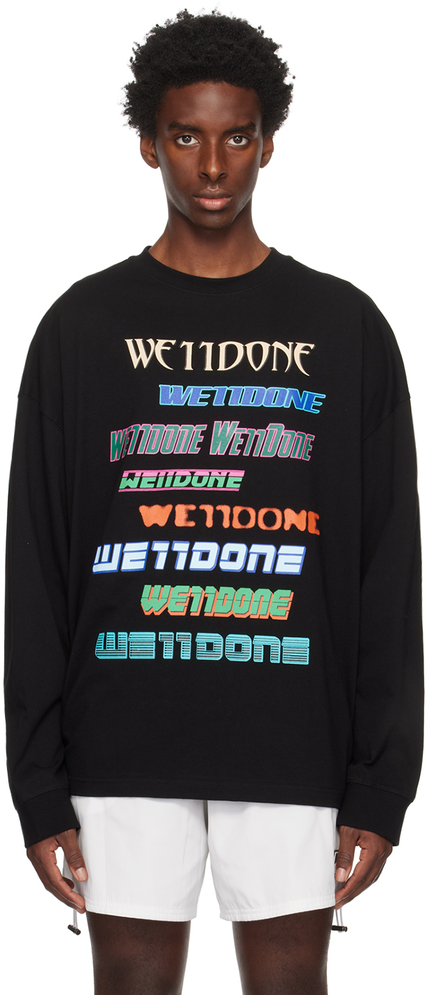 We11 Done Black Graphic Long Sleeve T-shirt