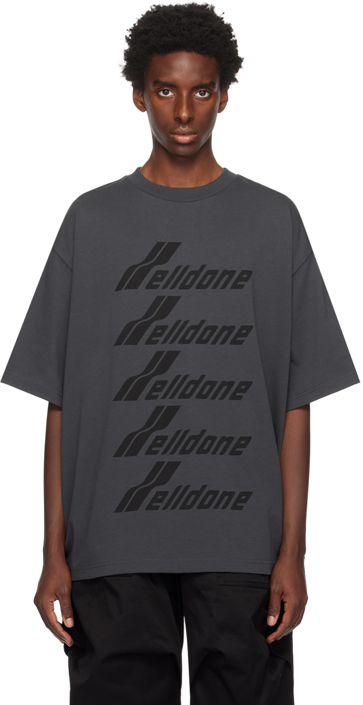 We11 Done Gray Printed T-shirt In Charcoal