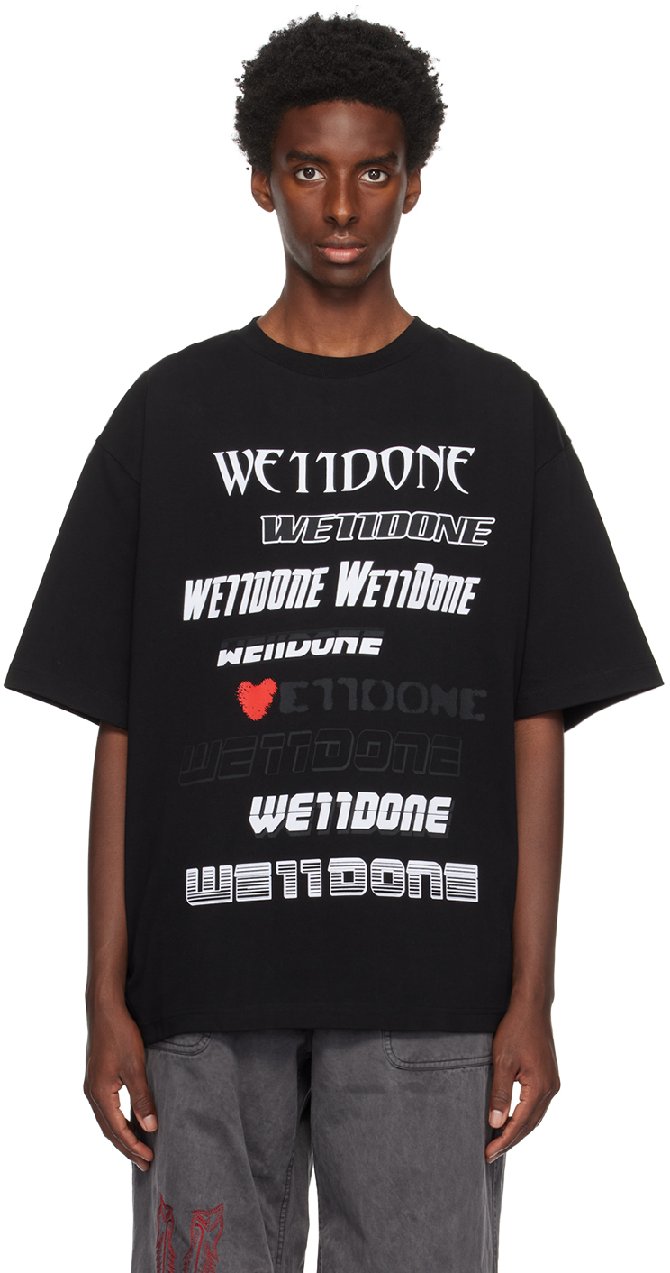 We11done: Black Printed T-Shirt | SSENSE