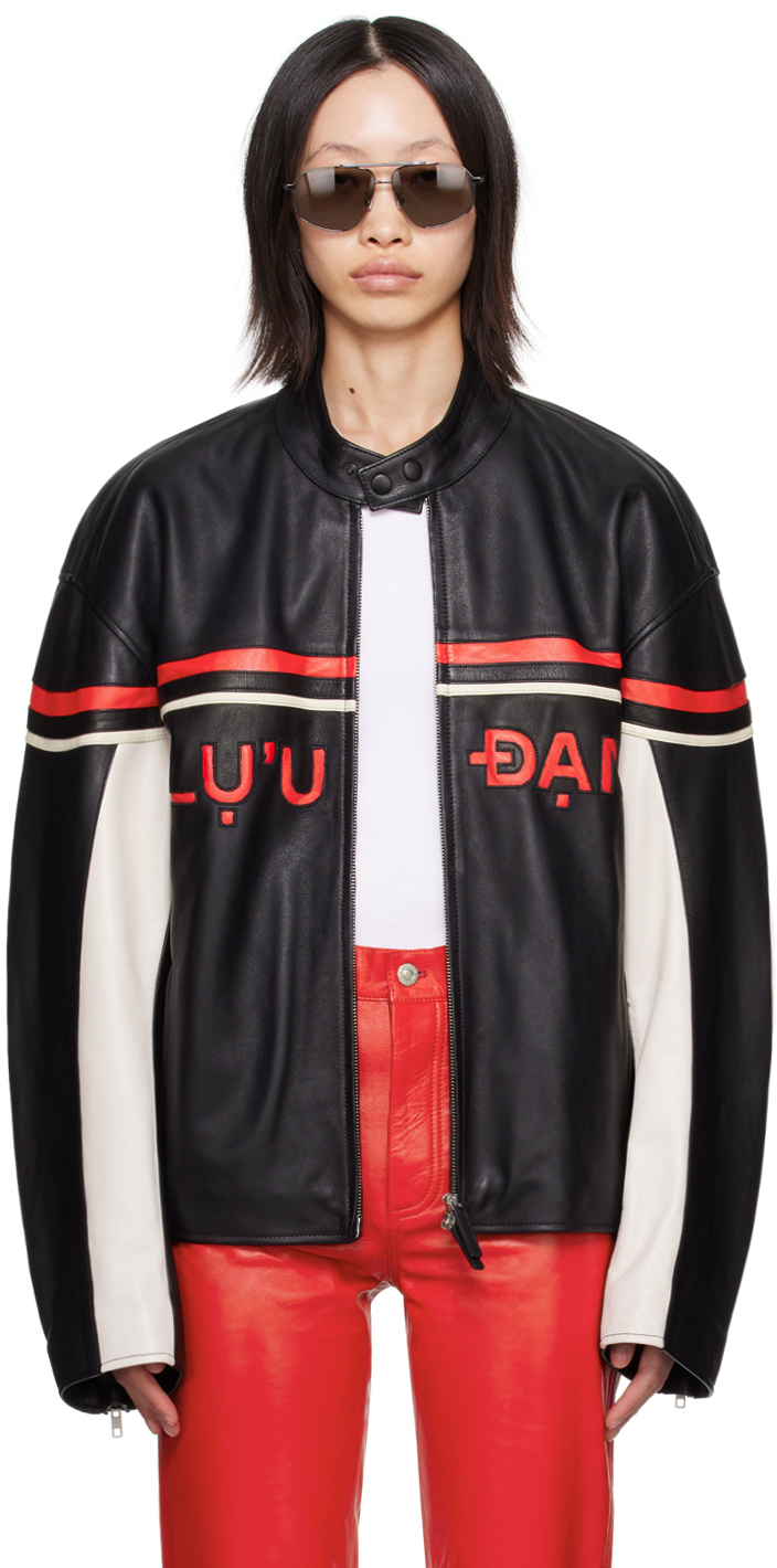 Lu'u Dan Red & Black Paneled Leather Jacket In Black / White / Red