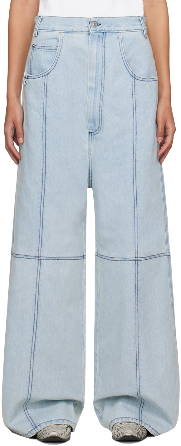 LU'U DAN: Blue Paneled Jeans | SSENSE