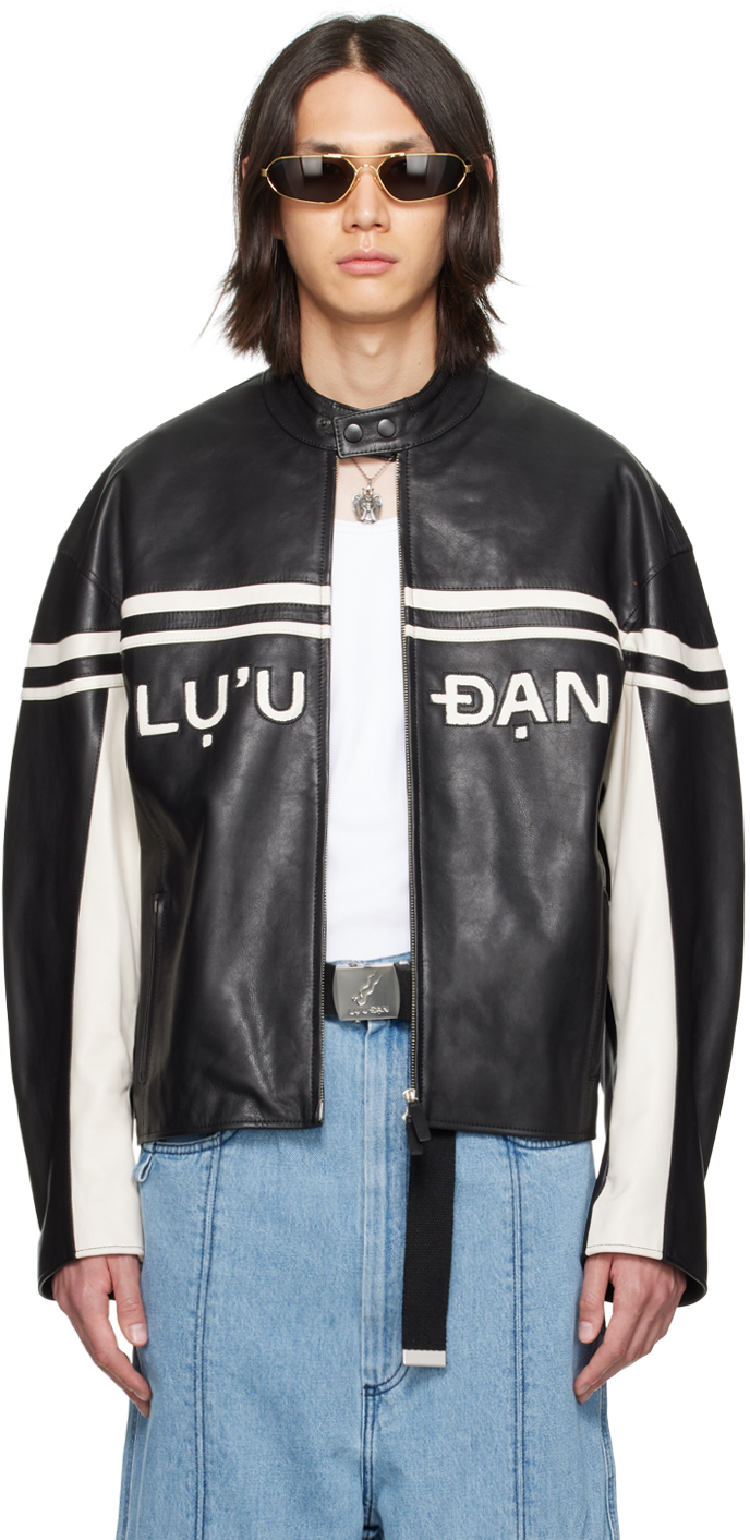 Black & White Paneled Leather Jacket