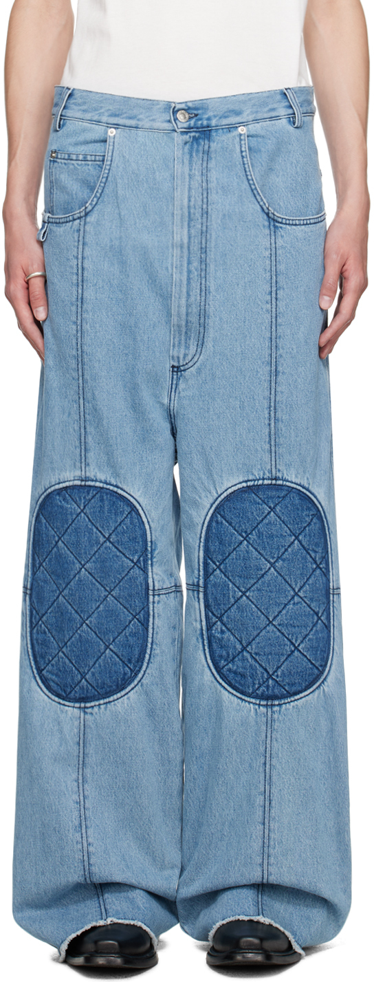 Lu'u Dan Blue Knee Patch Jeans In Ice Blue