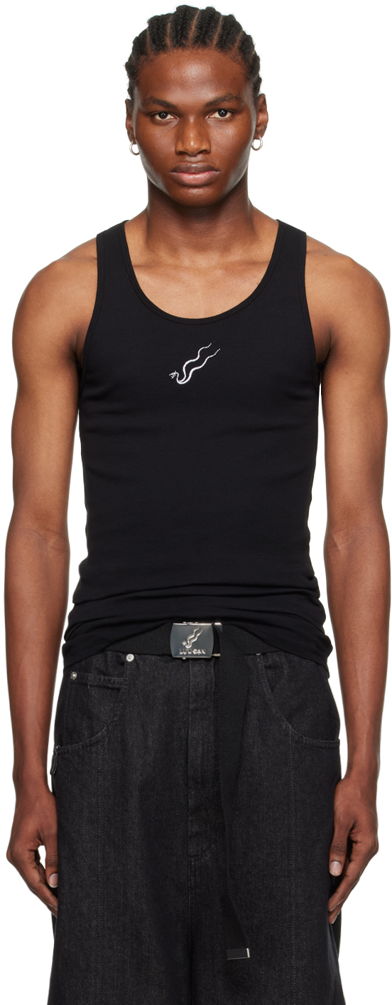 Black Embroidered Tank Top