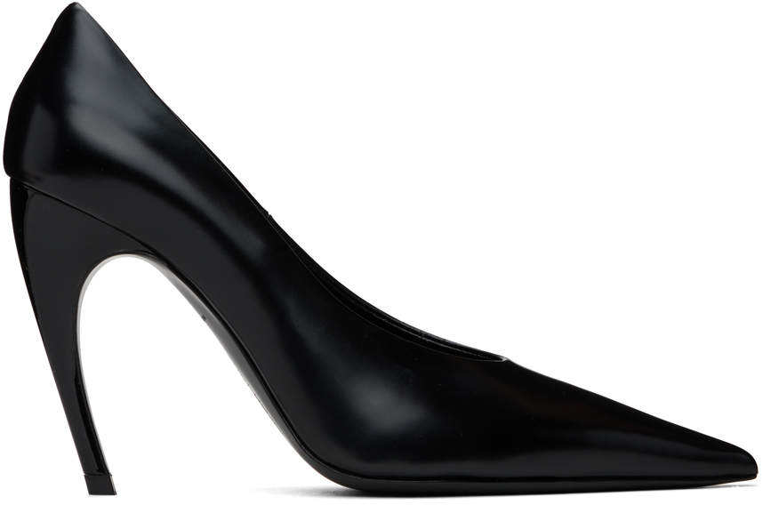 Shop Nensi Dojaka Black Curved Heels In Pump Black