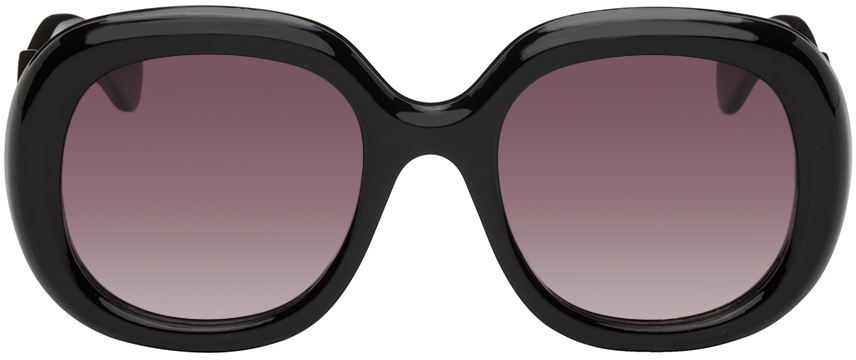 Chloé Black Square Sunglasses In 001 Black/black/red