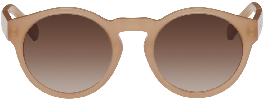 Chloé Beige Round Sunglasses In 004 Nude/nude/brown