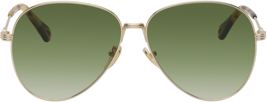 Gold Aviator Sunglasses by Chloé on Sale