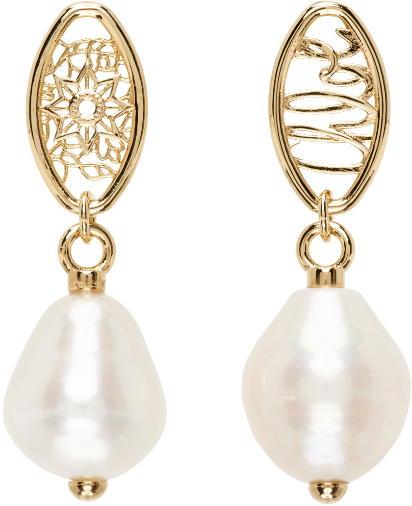 Chloé Gold Pearl Darcey Lace Earrings