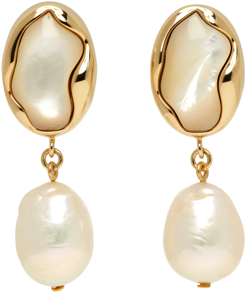 Chloé Gold Sybil Earrings In 105 Pearl