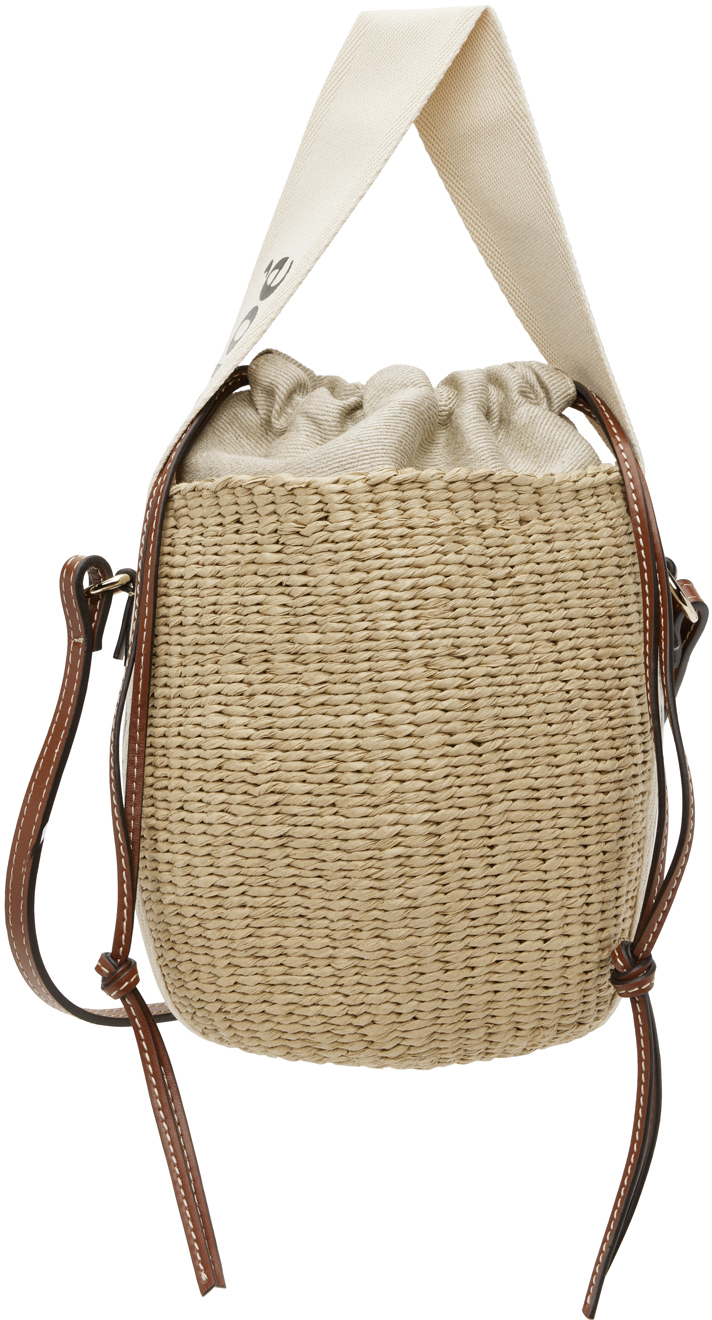 Chloé Beige & Off-White Small Woody Basket Bag
