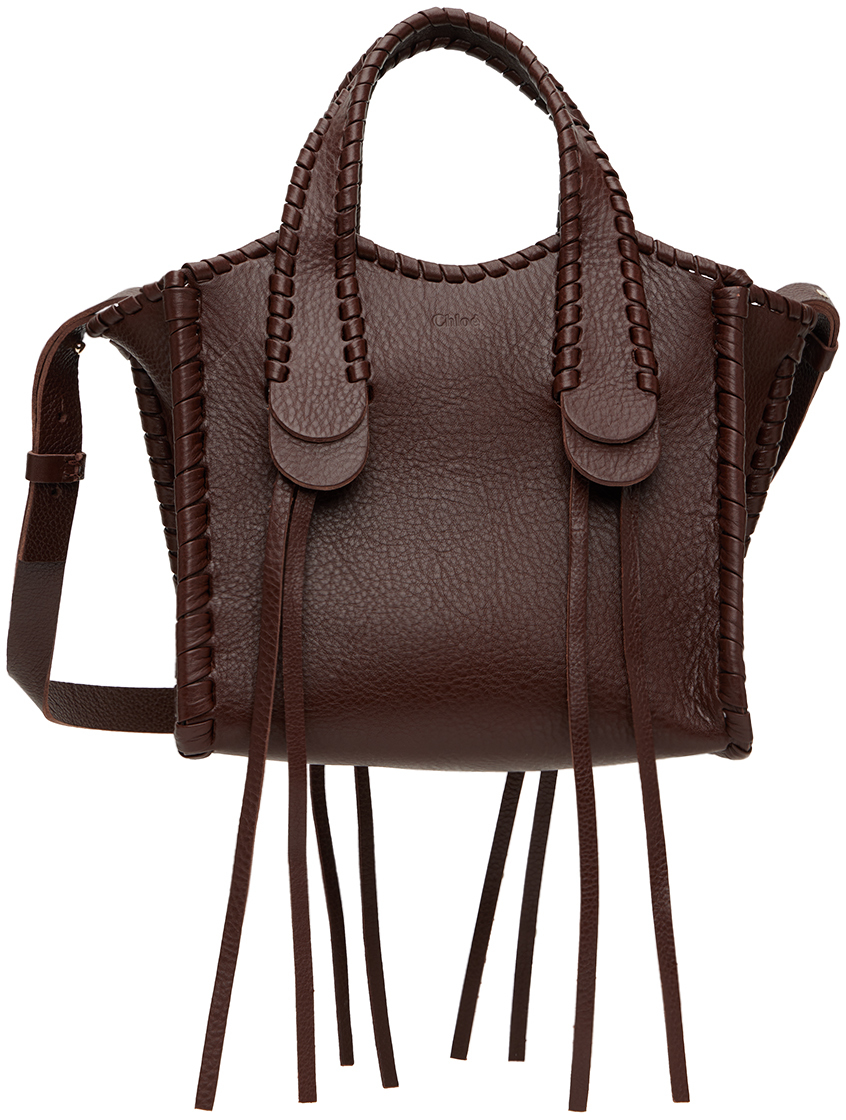Chloé Mony Whipstitch Small Leather Tote Bag In 25c Chocolate