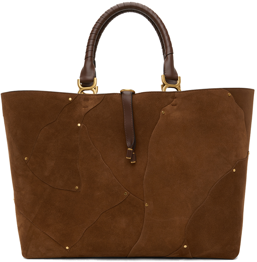 Marcie Suede Tote Bag in Brown - Chloe