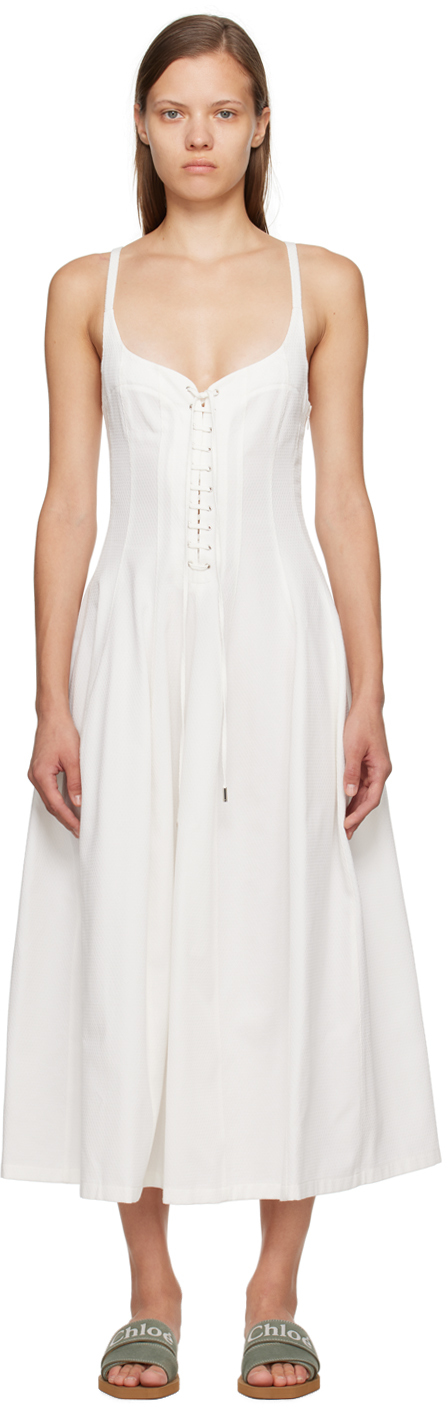 Dance Till Sunrise Lace Midi Dress White