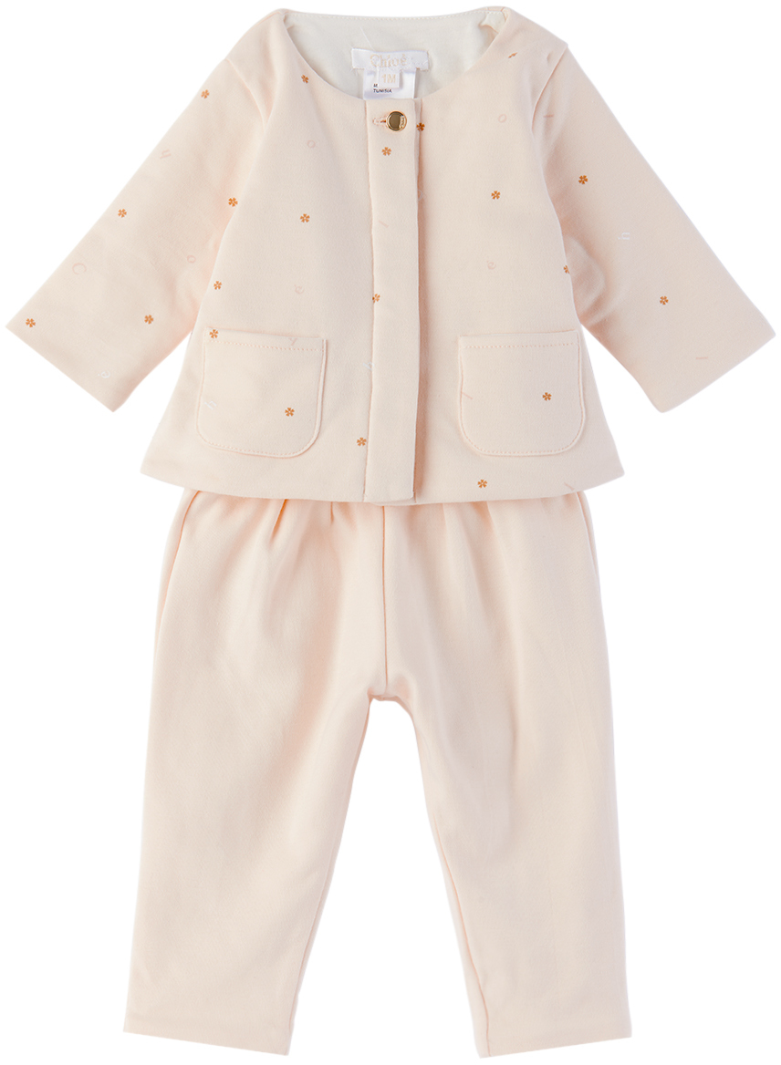 Chloé Baby Pink Cardigan & Trousers Set In 440 Salmon
