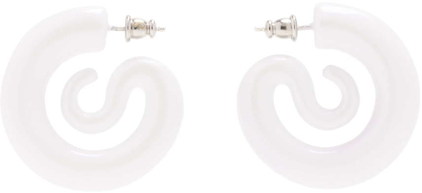 White Perla Serpent Earrings
