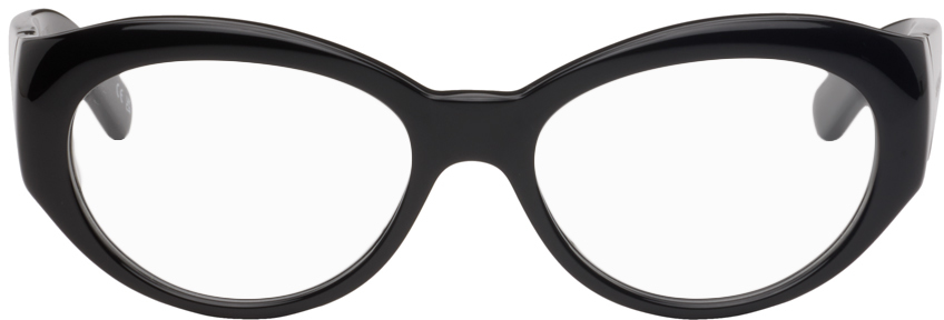 Balenciaga Black Round Glasses In 001 Black/black/tran