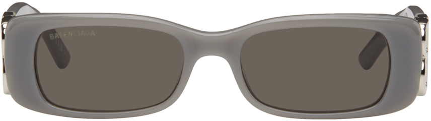 Shop Balenciaga Gray Dynasty Sunglasses In 014 Grey/silver/grey