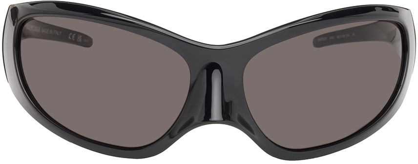 Shop Balenciaga Black Skin Xxl Cat Sunglasses In 001 Black/black/grey