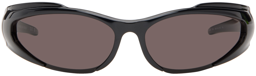 Shop Balenciaga Black Oval Sunglasses In 001 Black/black/grey