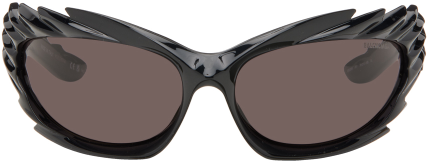 Balenciaga Black Spike Sunglasses In 001 Black/black/grey