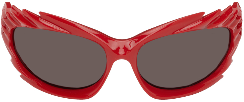 Balenciaga Red Spike Sunglasses In 004 Red/red/grey