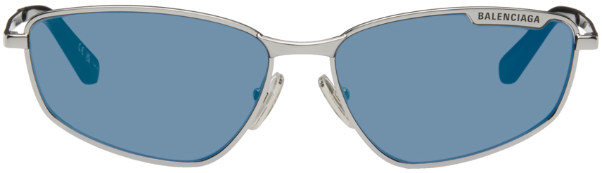 Balenciaga Silver Cat-eye Sunglasses In 003 Ruthenium/ruthen