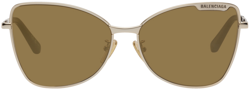 Balenciaga Gold Butterfly Sunglasses In 004 Gold/gold/bronze