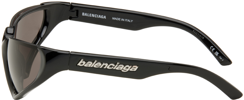 Balenciaga Black Exaggerated Sport Goggle Sunglasses In 001 Black