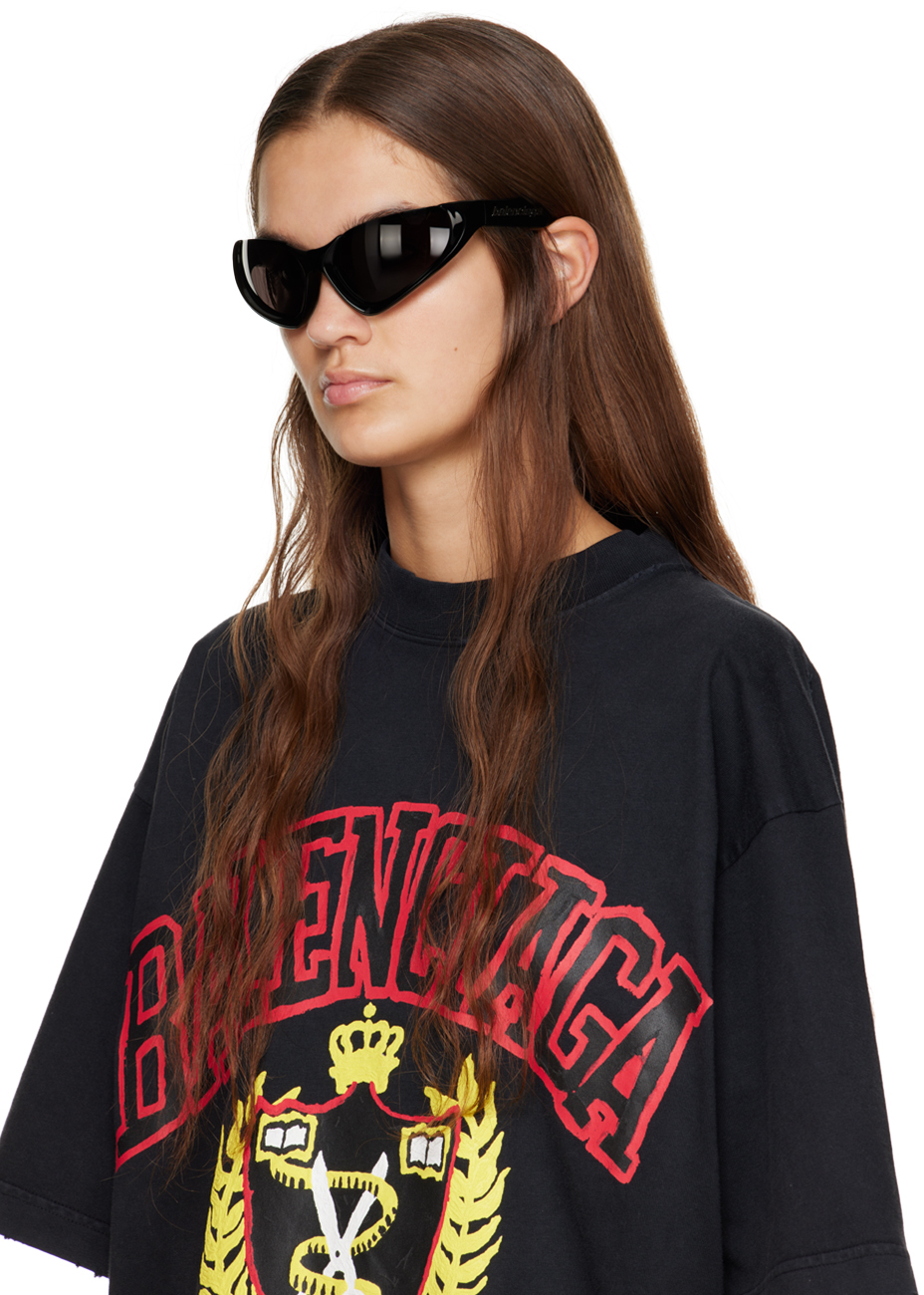 Balenciaga Black Exaggerated Sport Goggle Sunglasses In 001 Black