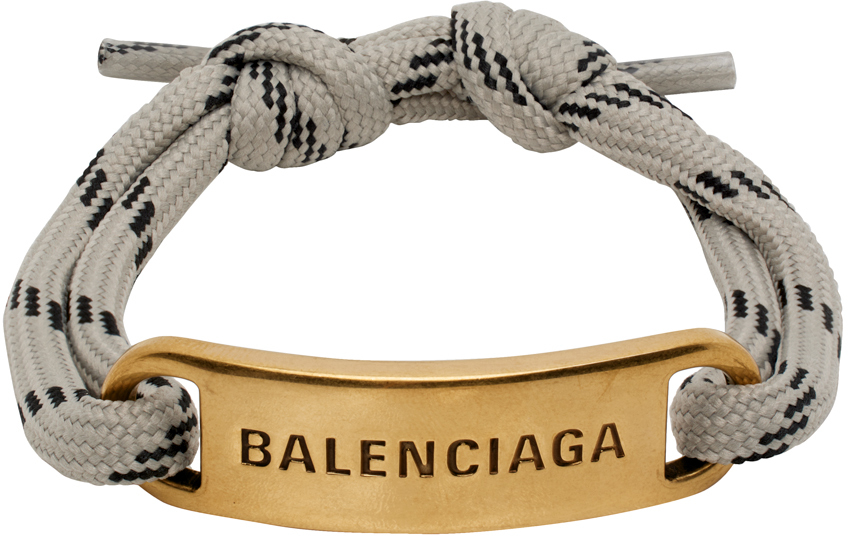 Balenciaga Gray & Gold Plate Bracelet