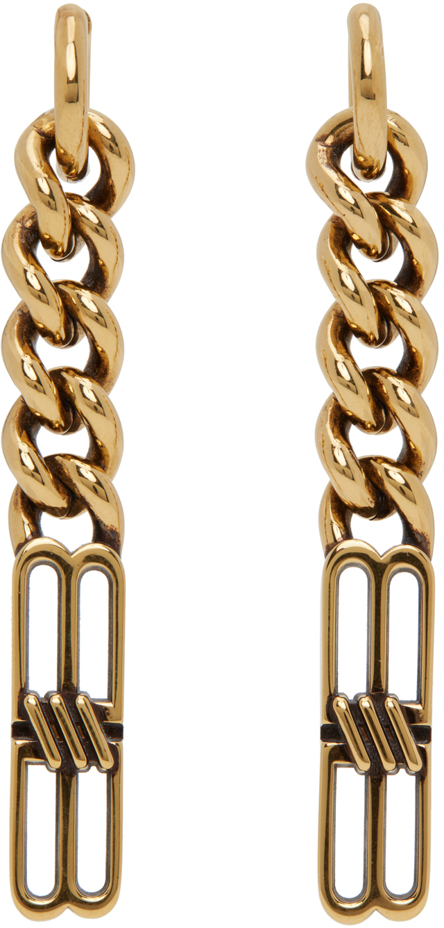 Gold 'BB' Icon Gourmette Earrings