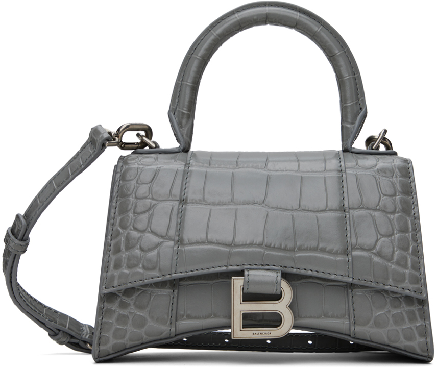 Hourglass XS crocodile-effect leather bag | Balenciaga